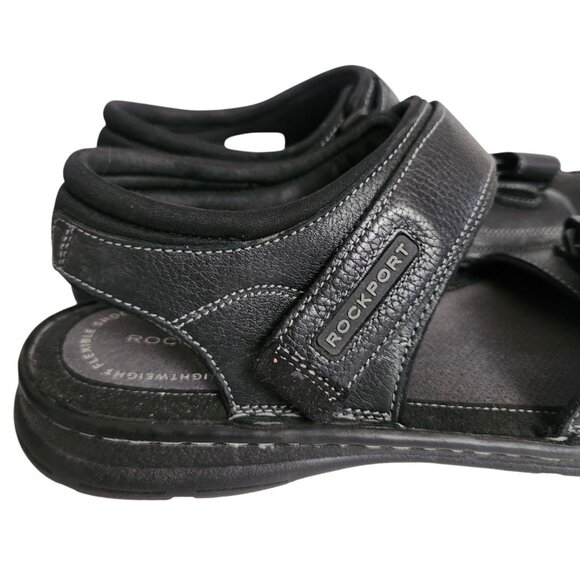 Rockport Mens Darwyn Quarter Strap Platform Slide Sandal Black Leather Size 11.5 main image 9